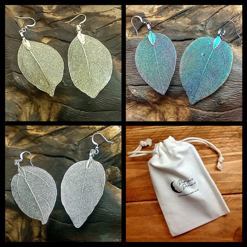 Real leaf earrings necklaces - leaf,