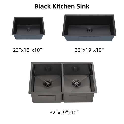 Black undermount kitchen sink - undermount,
