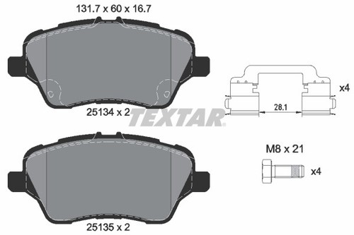 Textar 2513402 brake pad set - pad,