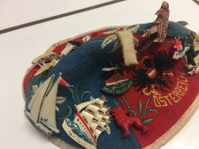 1950's kippah or cap (österreich) with with climbing and sailing themed badges