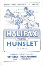 Halifax v Hunslet Rugby League Programme (3/1/59)