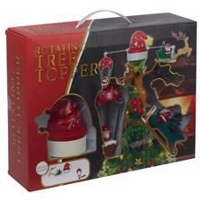 Christmas Tree Rotating Topper Coloured LED Spinning Santa Musical Ornament 80cm