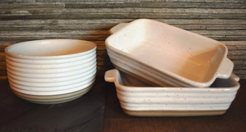 White ceramic baking dishes - white,