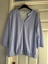 LADIES COTTON TRADERS TOP SZ 18 V NECK 3/4 SLEEVES BLUE IRIS ELASTIC CUFFS BNWOT