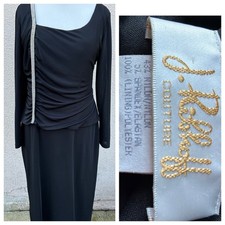 JOSEPH RIBKOFF COUTURE VINTAGE BLACK SLINKY DIAMANTE  LONG GOWN DRESS 16 18
