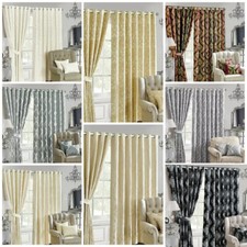 Jacquard Ring Top Curtain Ready Made Fully Lined Indoor Outdoor Curtains Tieback