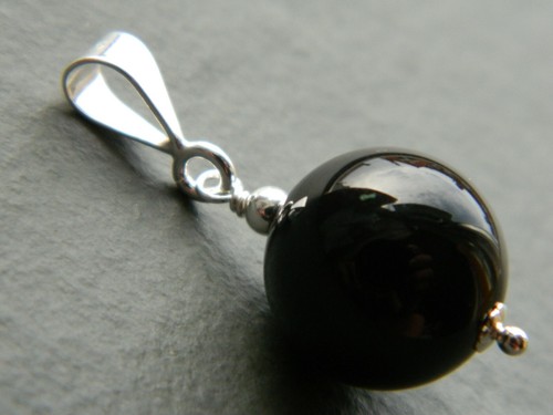 Large 14mm glossy black onyx - black,