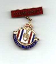 NATIONAL SAVINGS 5 YEARS SERVICE ENAMEL BADGE