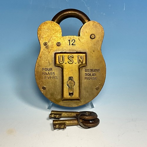 Usn brass levers padlock - brass, 4