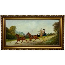 Edwardian oil painting horses - edwardian,