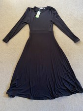 BNWT Boden Black Dress Maxi Size 14L Long Sleeve