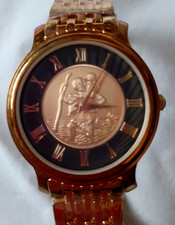 Serrato St Christopher Men's Watch Large Gold coloured gate strap Boxed