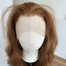 Pre Plucked Heat Resistant Hair Lace Frontal Wig Long Wavy Ginger Brown Layered