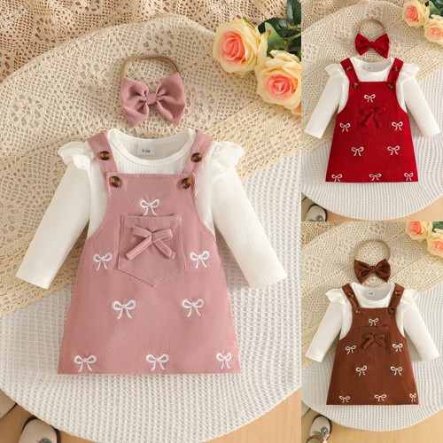 3pcs newborn baby girls - 3pcs, ribbed