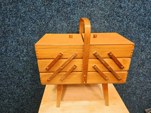 Wooden cantilever sewing box - wooden,