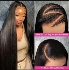 30 inches Glueless Brazilian 100% Human Hair Wig 5x5 Lace Front 180 Density Real