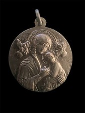 Pope Pius XII/ Perpetual Succour  - Vintage/antique medal - silver tone