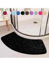 Curved Shower Mat Fan Shaped Foot Rug Carpet Soft Plush Bath Rug Curved Bath Mat