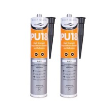 PU18 Black Polyurethane Adhesive Sealant High Strength PU Marine Auto (2 Tubes)