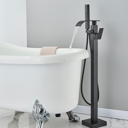 Black freestanding bath taps - bath,