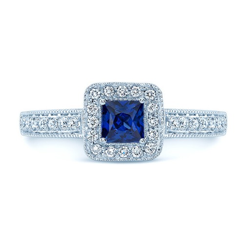 Princess blue sapphire diamond - princess,