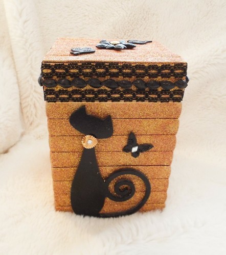 Gold glitter black cat - gold,