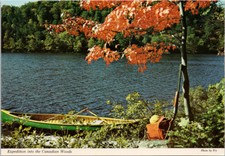 'Expedition In The Canadian Woods' Canoe Shotgun Canada Postcard D55 *As Is