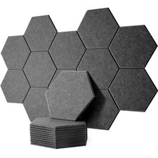 12 x Dark Grey Hexagon Self