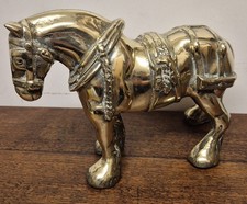 Heavy Brass Shire Horse 10" high x 13" long in lovely condition.