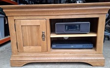 French Farmhouse Rustic Solid Oak Small TV Unit