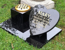 Memorial Stone Gravestone Granite Cemetery Headstone Flat Heart Grave Plaque