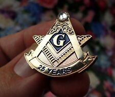 Freemason lapel pin badge Geometry Square Compass 25 years Mason Pre-Owned
