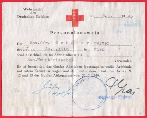 German red cross identity card - red,