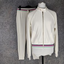 Juicy Couture Tracksuit Size Medium Off White Cropped Velour Velvet Cuffed Y2K