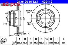 X2 PCS REAR BRAKE DISC ROTOS X2 PCS SET 24.0120-0112.1 ATE I