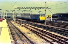 ORIGINAL RAILWAY TRAIN NEGATIVE. Class 86 Loco 86251. Crewe station. 1985.