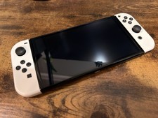 Nintendo Switch OLED White 32GB Console No Charger No HDMI + Skull & Co NeoGrip