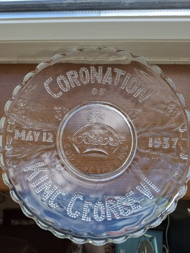 Vintage coronation glass plate - glass,