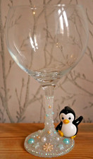 Christmas Penguin - Handmade Large Glitter Gin Glass