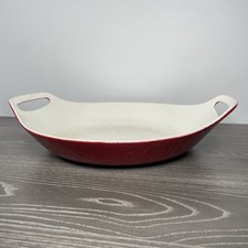 Vintage Copco Denmark Paella Pan | Cast Iron Enamel Pan | Red | Length 33.5cm