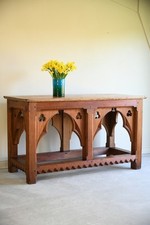 Victorian Gothic Pitch Pine Altar Kitchen Serving Hall Table
