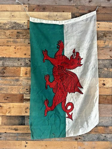 Antique welsh dragon linen - dragon,