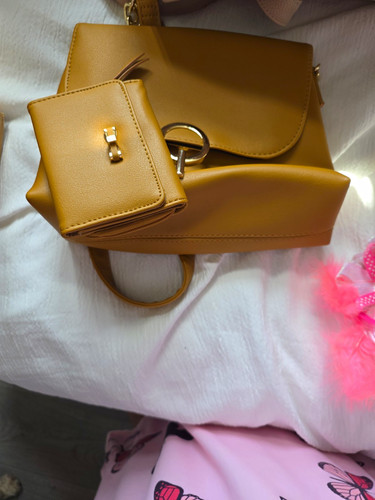 Mustard leather look - leather,