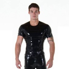 Men's Latex Rubber T-Shirt, Black, Short Sleeved