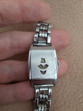 VINTAGE ART DECO JUMP HOUR GENTS RUNNING WRISTWATCH FOR SPARES OR REPAIR