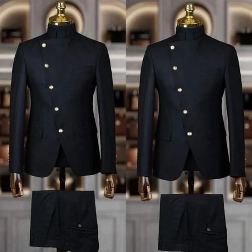 Men black suit business - suit,