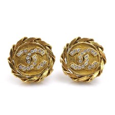 Auth CHANEL CC Logo Earrings