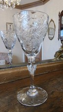 One Thos. Webb Rock Crystal Wine Glass - Floral Decoration 13.5 cm - 5 Available