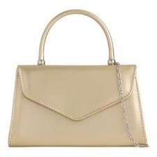 Women's Patent Plain Leather Shine Clutch Bag Handle Evening Party Prom Wedding