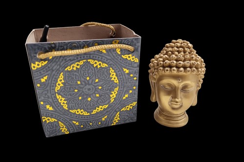Gold buddha head ornament - gold,